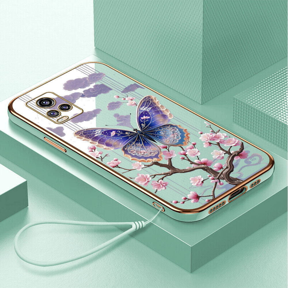 Casing Hp Untuk VIVO V20 2021 Lokal Stock Lanyard Gratis Phone Case Softcase Kesing Cassing Kupu-kup