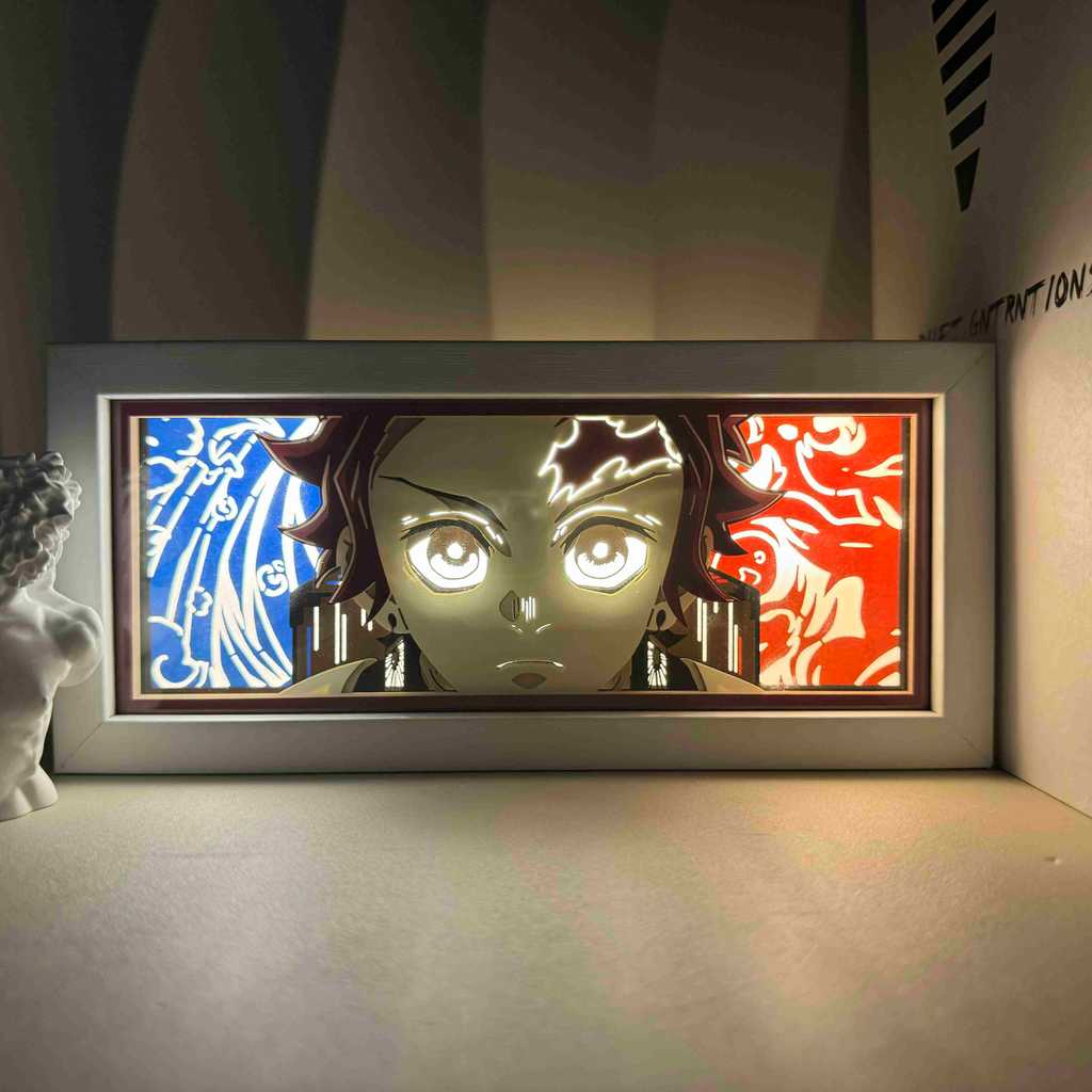 Anime Series Demon Slayer Paper-Cut Light Atmosphere Light Colorful Light Box Room Bedroom Night