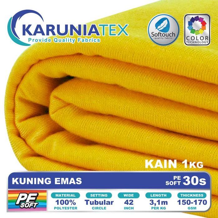 jq41- Kain Kaos Pe Soft 30S Kiloan Kuning Emas Karunia Textile