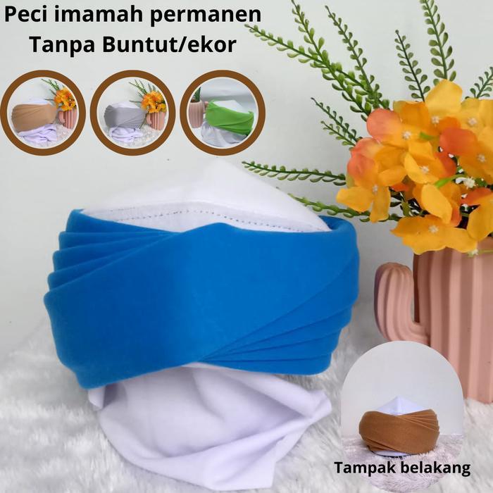 Peci Imamah Permanen Tanpa Buntut 5 tingkat I Sorban Permanen