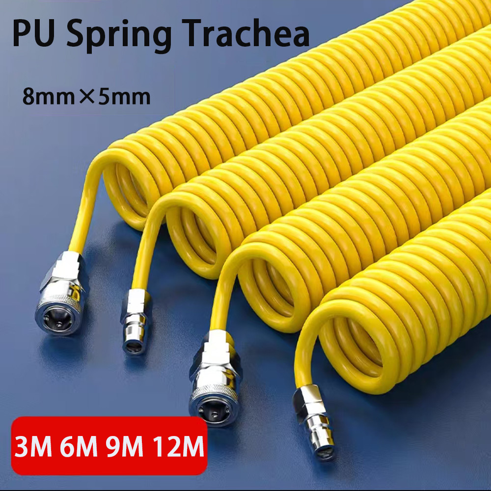 3M 6M 9M 12M PU Spring Air Hose Air Compressor Air Pump High-Pressure Telescopic Dust Blowing Gun