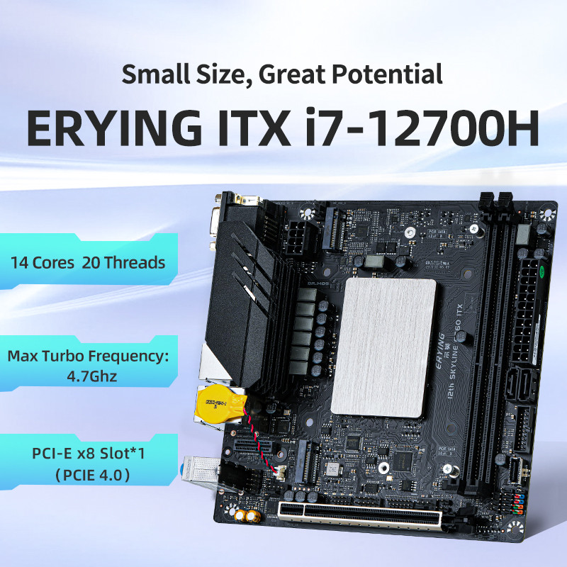 ERYING M-ITX DIY Desktop Motherboard Set with Onboard CPU Core Interpose Kit i7 12700H i7-12700H 14C