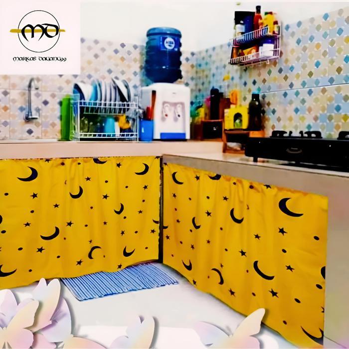 Diskon Gorden Kolong Dapur Karakter Minimalis Kain Gorden Kain free 1 set tali gorden spiral