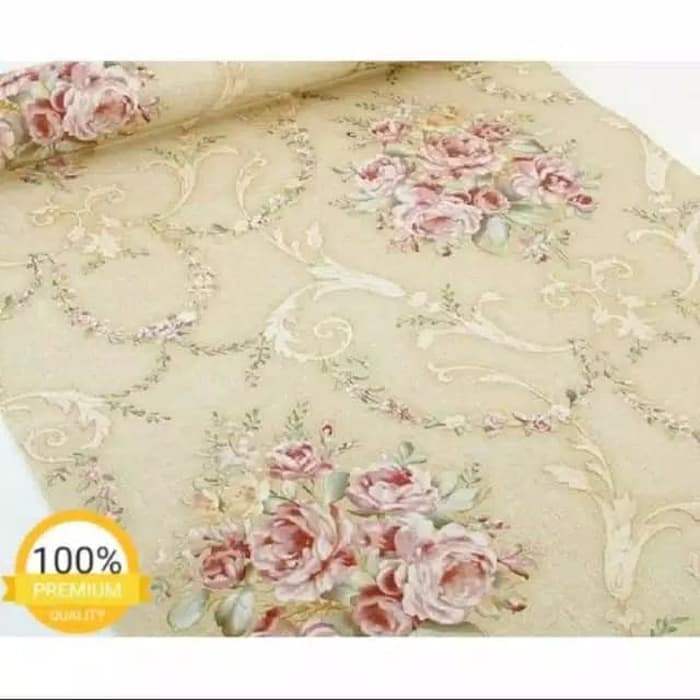 COD Macro88 Wallpaper SHABBY BUNGA CREAM DAN TOSCA best seller sticker ruang tamu walpaper dinding m