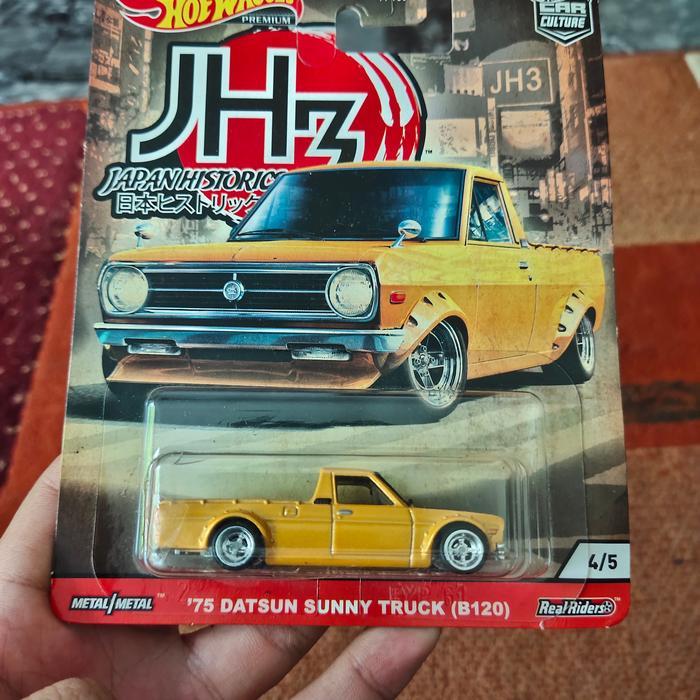 Ready hotwheels 75 Datsun Sunny Truck B120 Japan History 3 kuning premium