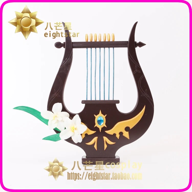 Genshin Impact Cosplay Venti Costume harp Halloween Anime hair accessories Cosplay wig Shoes Harp