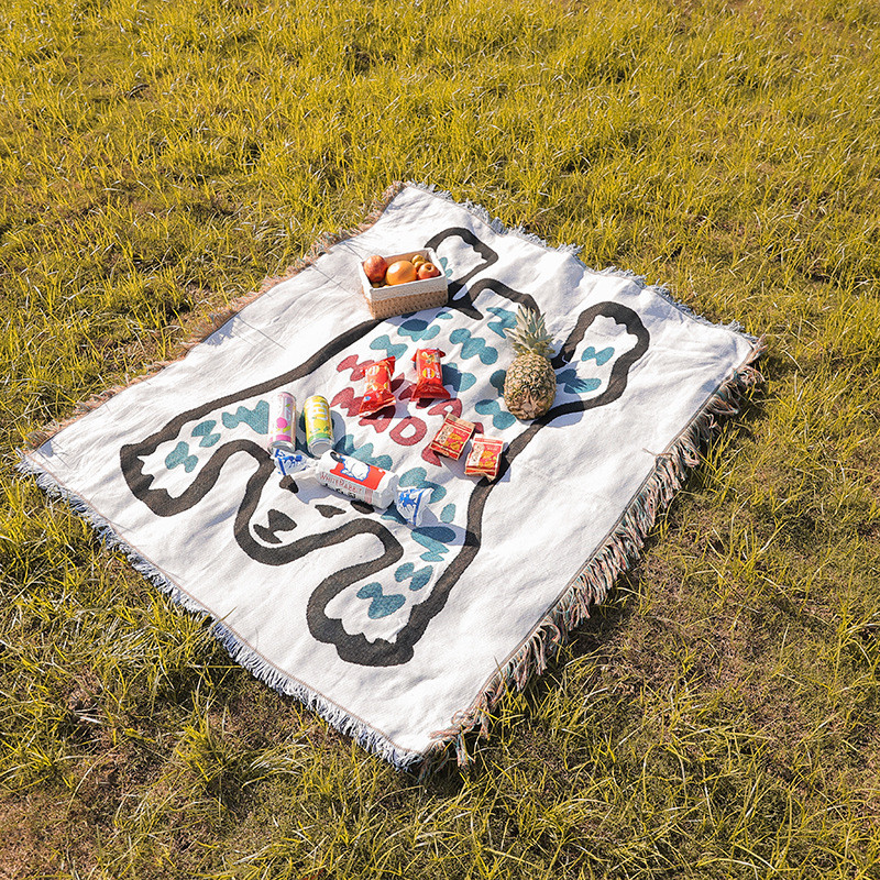 Textile City Ins Human Made Sofa Blanket Thick Outdoor Camping Mat Polar Bear Pattern Home Deco Tape