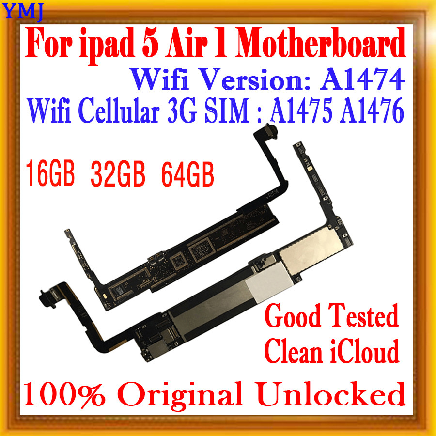 Clean iCloud A1474 A1475  A1476 for iPad 5 MainBoards Wifi Cellular for Ipad Air 1 Motherboard With 
