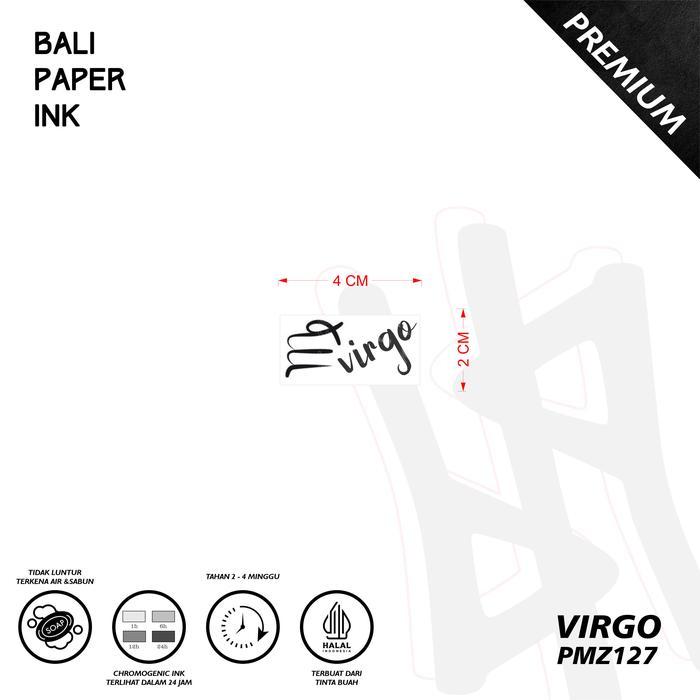 Tato Zodiak Virgo PMZ127 Premium Temporary Tattoo By Bali Paper Ink