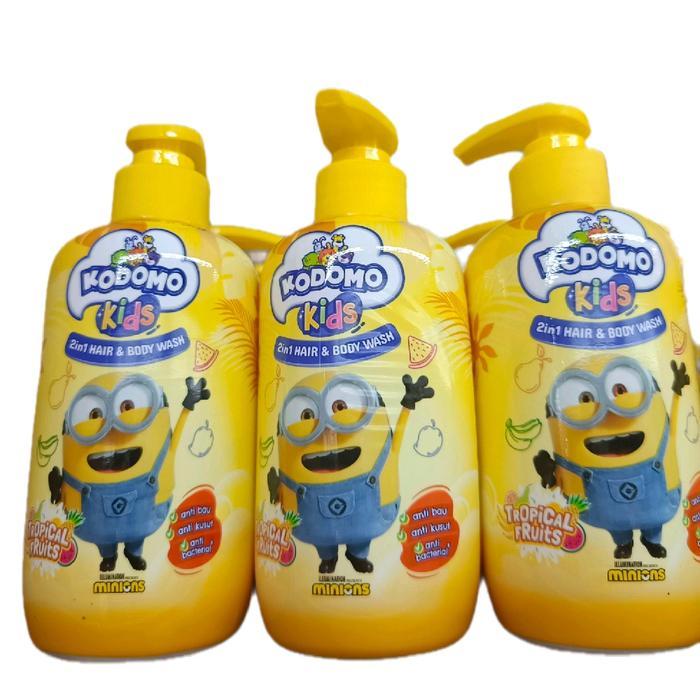 Kodomo Kids 2in1 Hair & Bodywash Minion Tropical Fruits - Sabun Mandi Anak Dalam Satu Botol 300ml