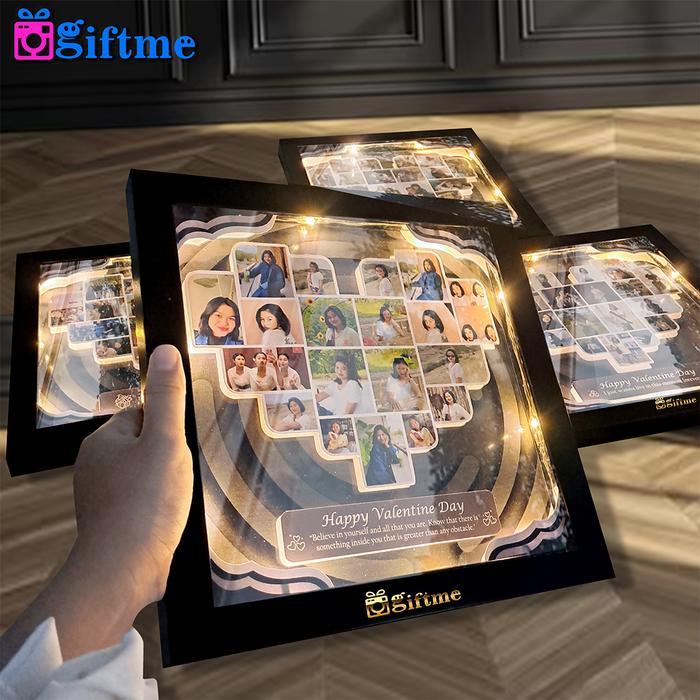 Everythink - Giftme Kado Custom Bingkai Foto Love 3D Bisa Request Foto Dilengkapi Lampu Led
