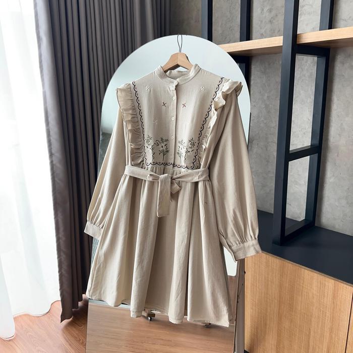 JaMinkwalitasnya- By.Hana 473 Tunik Rempel Motif Bordir Free Belt