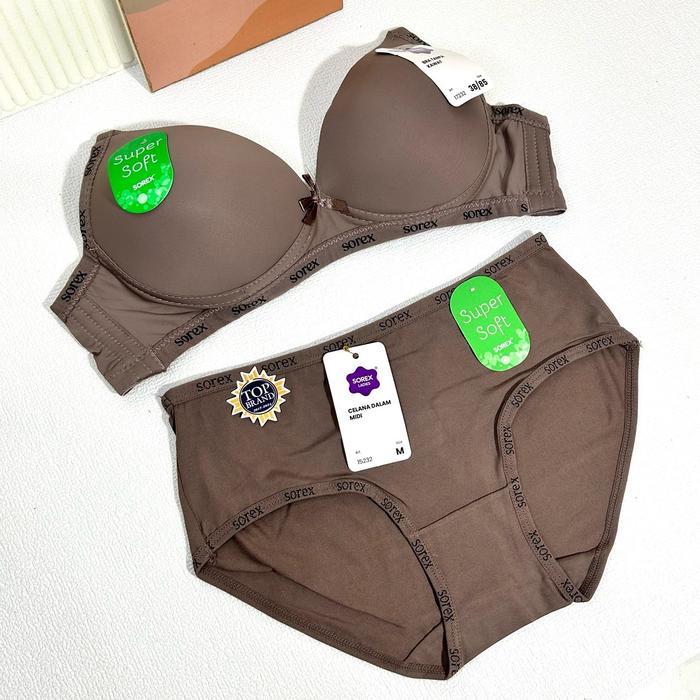havr- Bra Bh Set + Cd Setelan Sorex Wanita Tanpa Kawat Berbusa 34-40