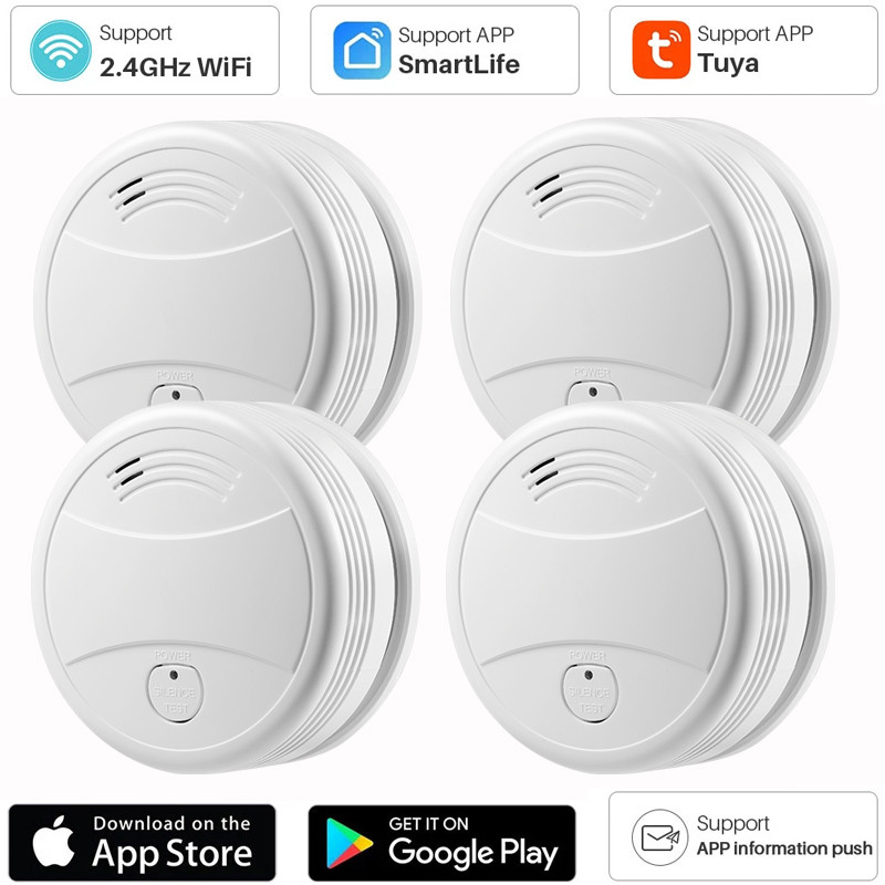 Tuya Smart Wifi Smoke Detector Sensor 80DB Alarm Fire Smoke Detector Wifi Fire Protection Home