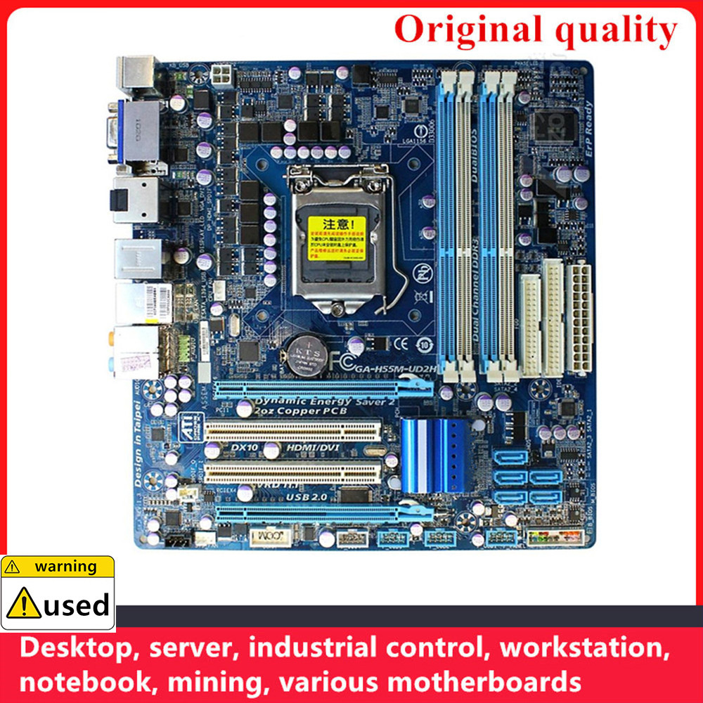 For GA-H55M-UD2H H55M-UD2H Motherboards LGA 1156 DDR3 16GB M-ATX For Intel H55 Desktop Mainboard SAT