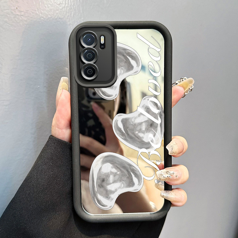 Casing Hp OPPO A16 OPPO A16s OPPO A54s Case HP Casing pola Bunga Hitam Putih Kasing cermin Cesing Si