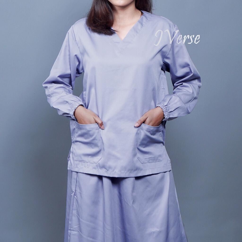 Baju Oka Rok / Baju OK / Baju Jaga Medis Perawat Lengan Panjang
