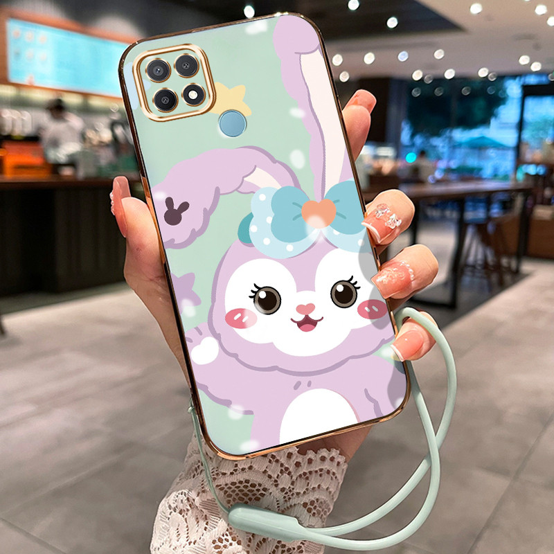 Casing Hp Untuk OPPO A15 A15s A35 Case Casing HP Kelinci yang lucu pola Kesing Cesing tali berlapis 