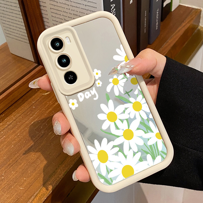 Casing Hp Untuk ITEL CITY 100 Case Nice day Bunga aster Fancy Cermin 3D Painted Kesing Mirror Cesing