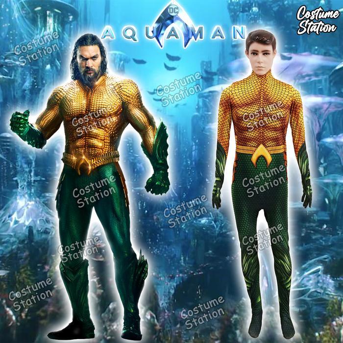 Kostum Aquaman / Costume Superhero Justice League pria dewasa