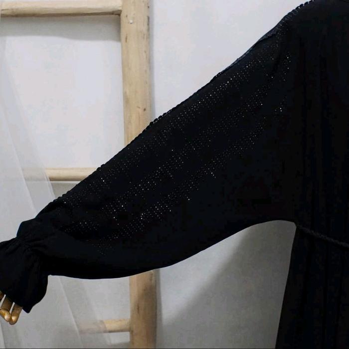 Jumbo Abaya Gamis Ermina Hitam Jetblack Turkey Umrah Haji Ld 130 140Cm