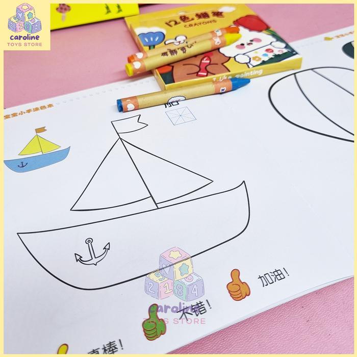 aftz- Buku Mewarnai Anak 2-5 Tahun Isi 3 Buku Free Crayon