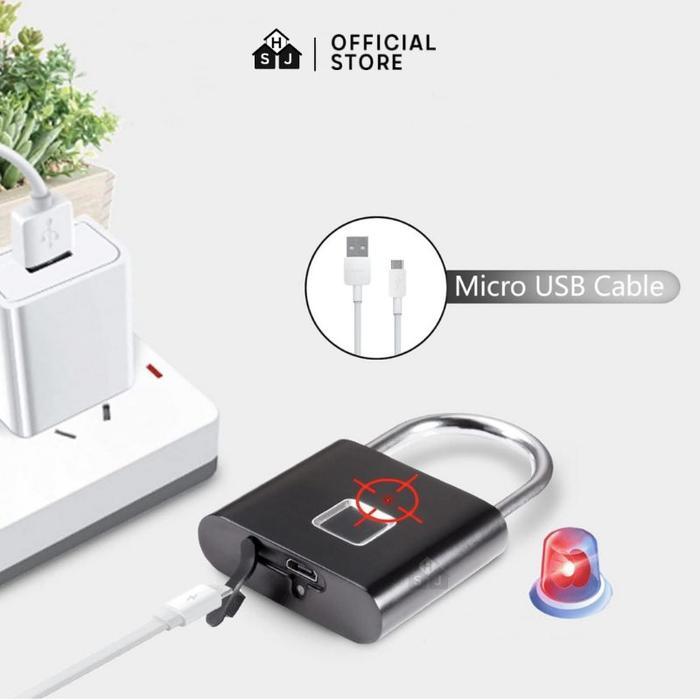 Gembok Fingerprint Sidik Jari Anti Maling Kunci Koper Pagar Pintu / Smart Padlock Fingerprint