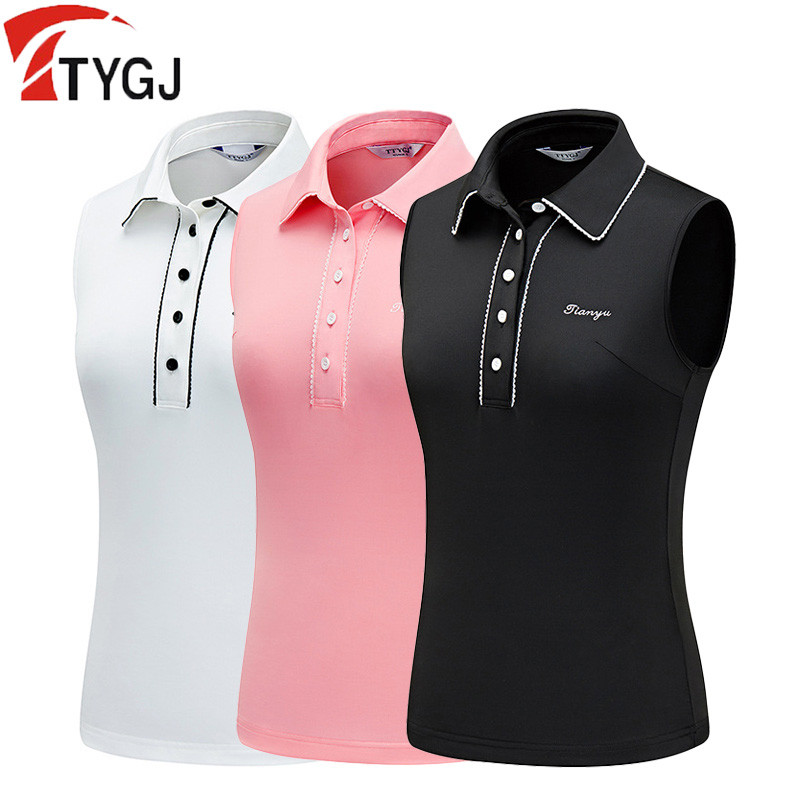 Terlaris, TTYGJ Female Sleeveless Polo T-shirts Golf Clothing Women Quick-drying Golf Vest Shirts Tu