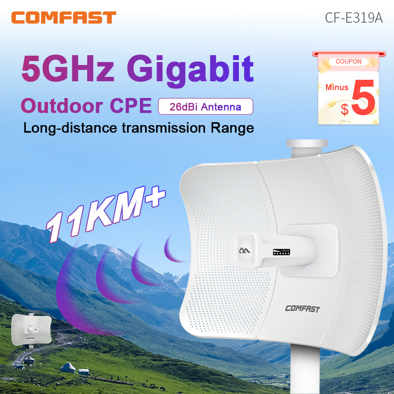 Comfast Outdoor Access Point 900Mb Cpe 5Ghz Wireless Bridge 23Dbi Transmission 11-25Km Ap Repeater