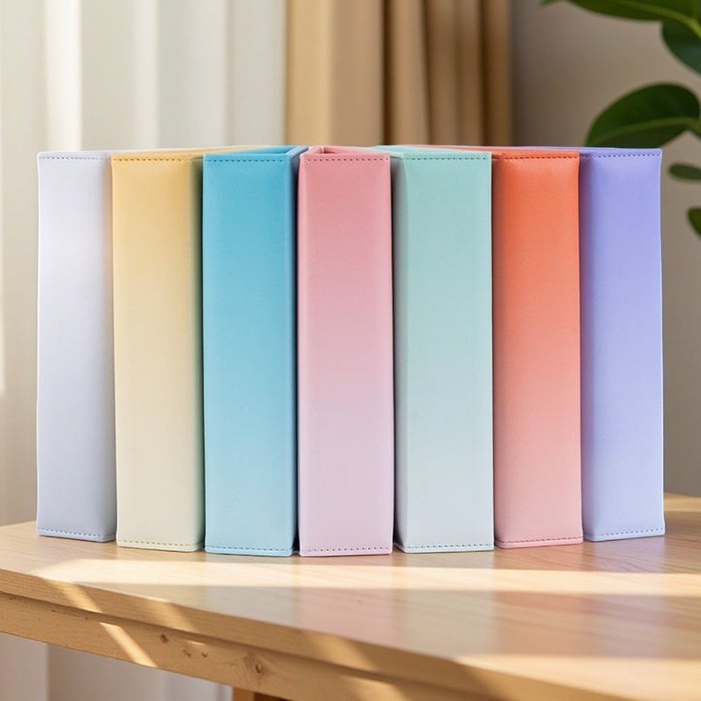 A5 Gradient Color D-Ring 3-Ring Binder Photo Album Pages Expandable 100 PP Pages Multi-Pocket