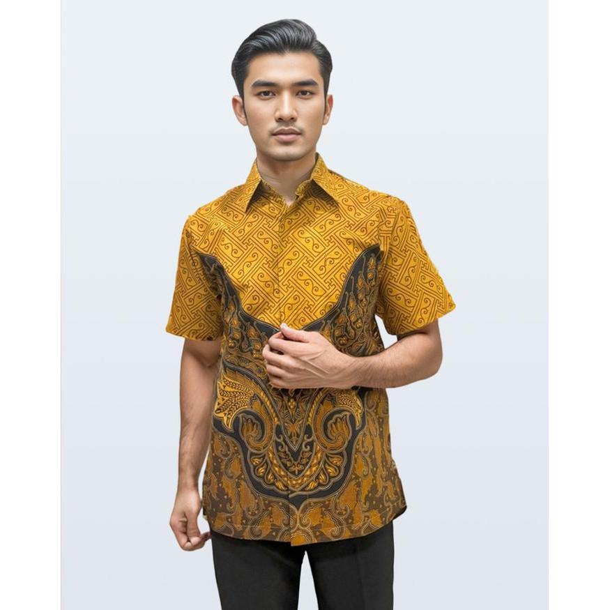 DANAR HADI - Kemeja Batik PE Benji Rans Lili - 5000.7806.24 - Hitam Cokelat