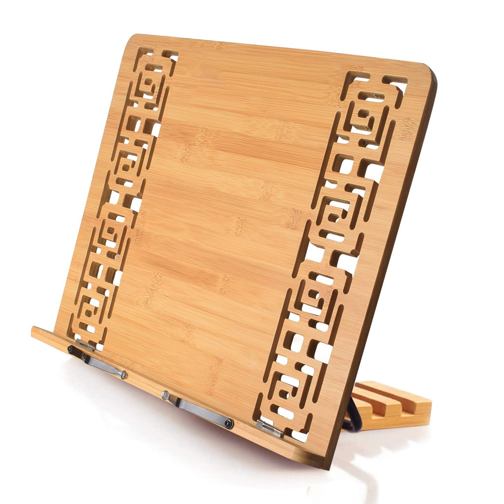 Bamboo Book Stand-Reading Rest Holder Cookbook Cook Stand/Foldable