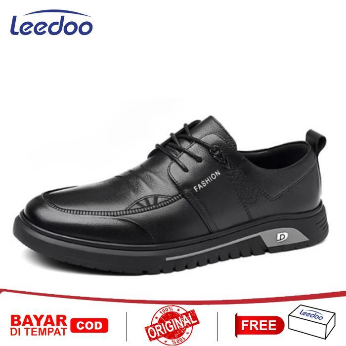 Eiger - Sepatu Sneaker Pria Casual Sepatu Formal Kulit Sepatu Pantofel Cowok Kerja Hitam MC484