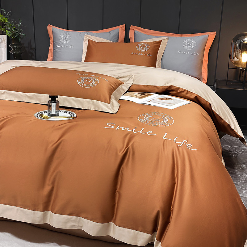 Egyptian Cotton Embroidery Bedding Set,Quilt/Duvet Cover,Fitted Bed Sheet, Pillowcases, Mattress Cov