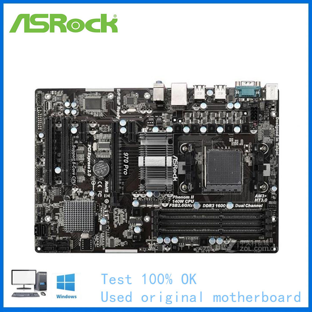 For ASRock 970 Pro Desktop Motherboard 970 Socket AM3+ DDR3 For FX/Phenom II/Athlon II ATX 32GB Orig