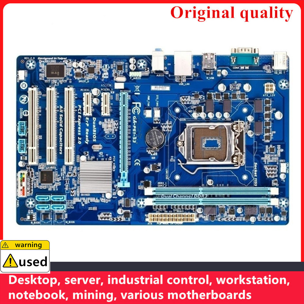 For GA-P61-S3 P61-S3 Motherboards LGA 1155 DDR3 16GB ATX For Intel H61 Desktop Mainboard PCI-E2.0 SA