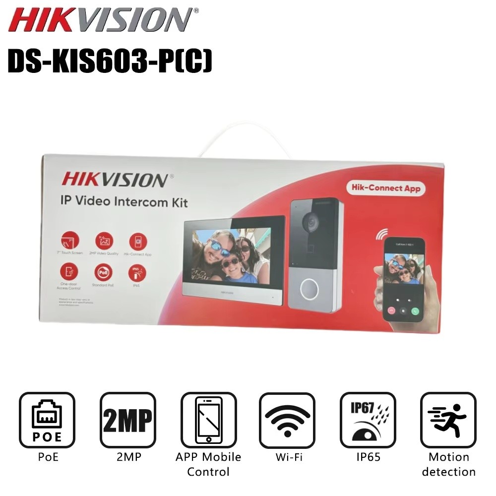 Hikvision Video Intercom Kit DS-KIS603-P(C) Built-in Mic Multi-language 802.3af POE