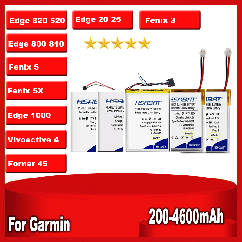 Battery For Garmin Fenix 1 2 3 5 5S 5X 6 Pro/Vivoact 4 Hr/Forerunner 920Xt/Edge 130 1000 20 800 820
