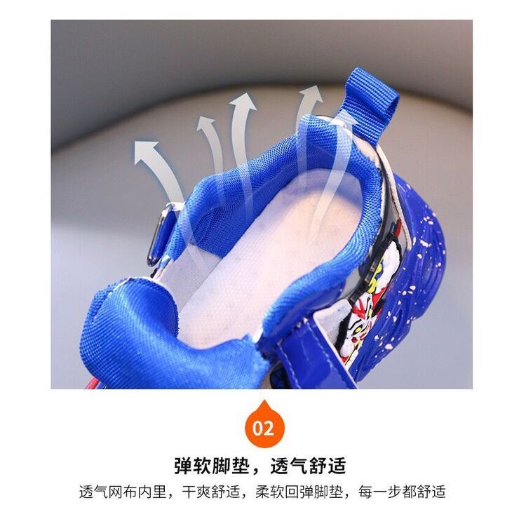 Sepatu Sneakers Spiderman Ultraman LED Anak Laki-Laki umur 1 2 3 4 5 6 7 8 9 10 Tahun Keren Nyala/ S