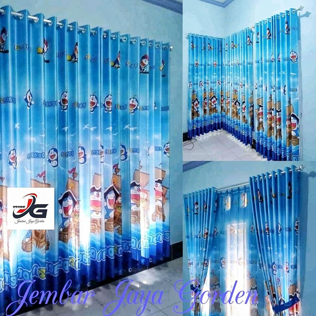 Gorden Karakter Doraemon Murah Gorden Karakter Jendela 2 Kaca Hordeng Ring 12 Motif Karakter Tirai P