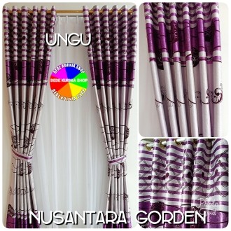 gorden blackout ungu jendela pintu rumah model smokring minimalis modern ukuran lebar bahan 120x230