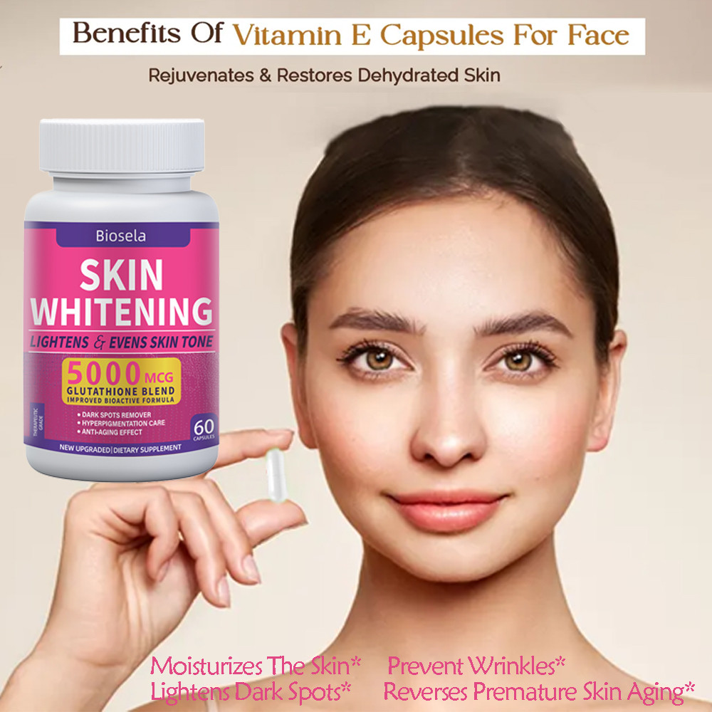 L-Gluathione Whitening Pills Skin Whitening Capsule 5000mcg Glutathione Skin Lightening Supplement -