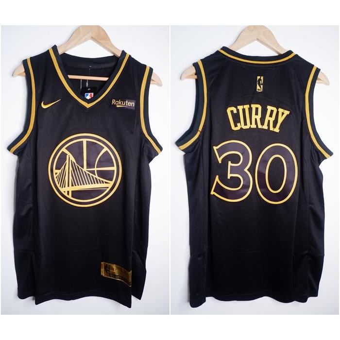 JERSEY BASKET NBA BLACK GOLD WARRIORS #30 STEPHEN CURRY HITAM