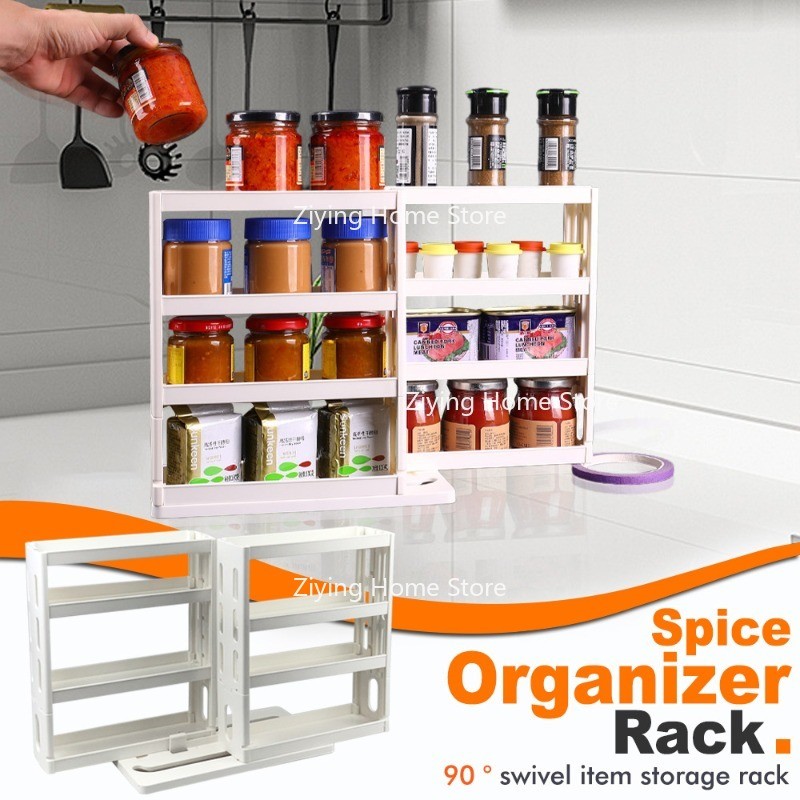 New Cabinet Folding Storage European Seasoning Rack Kitchen Rotating Rack