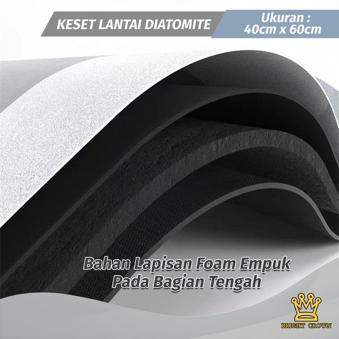 Bright Crown Keset Diatomite Bundar / Keset Kaki Anti Bau Nyerap Air