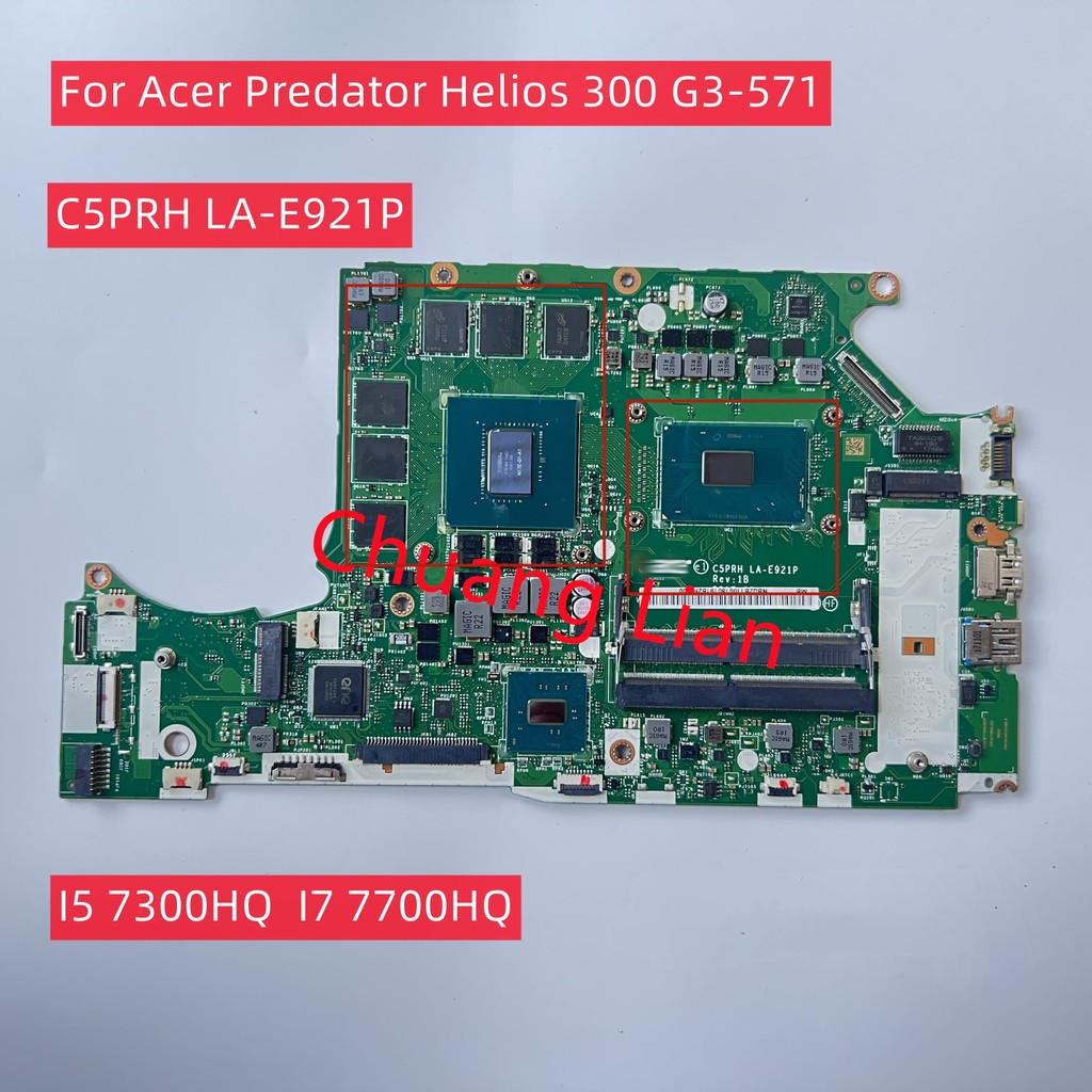 C5PRH LA-E921P For Acer Predator Helios 300 G3-571 notebook motherboard with CPU I5 7300HQ i7-7700HQ