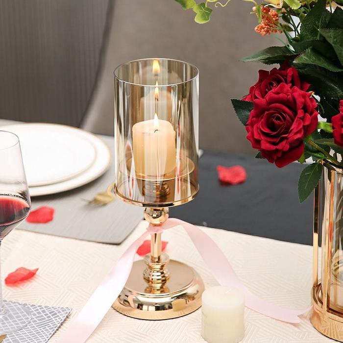 Bisa E-Faktur Luxury Candle Holder / Tempat Lilin Gold Tabung Emas Mewah / Satu Set Pajangan Lilin.
