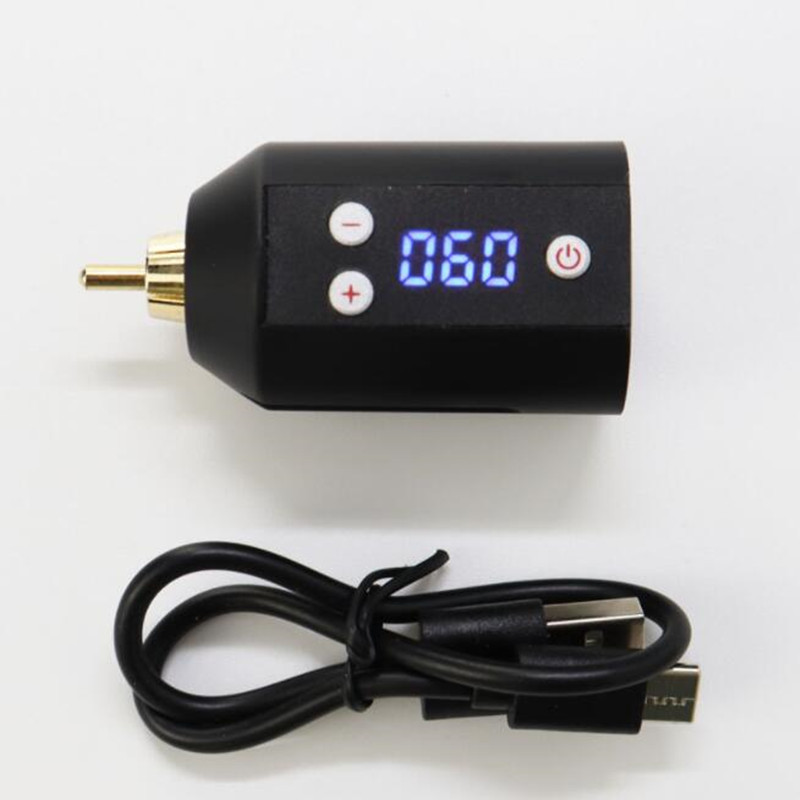 new Mini Rocket Tattoo Machine Set 2Pcs Wireless Tattoo Power Supply RCA Interface Rotary Tattoo Pen