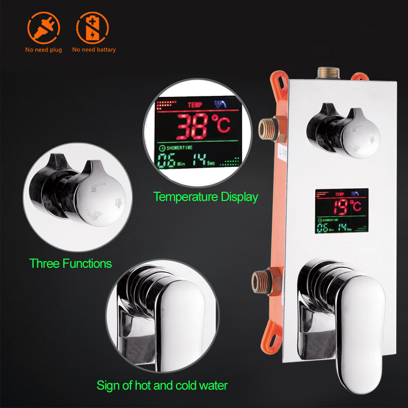 Wall Mounted Digital Shower Mixer Valve Control with Display Intelligent Pre-box Bath Shower Panel S