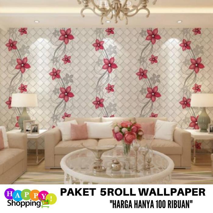COD PAKET 5ROLL WALLPAPER DINDING 3D MOTIF ELEGANT WALLPAPER STIKIER DINDING KAMAR TIDUR ANAK
